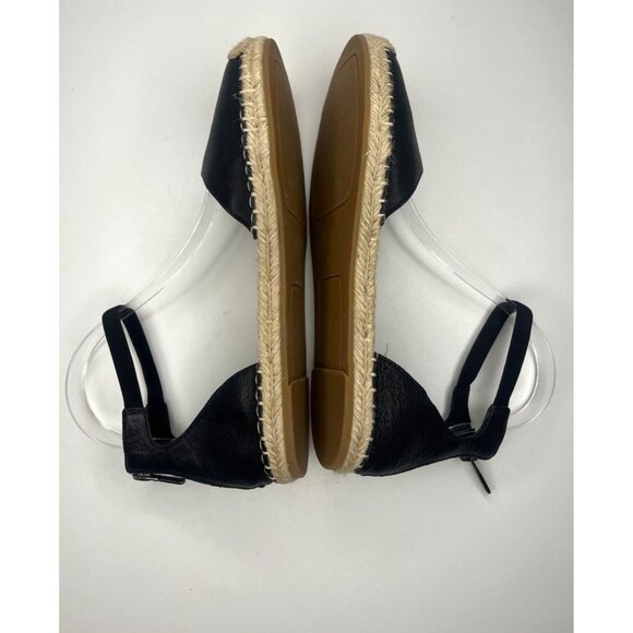 Eileen Fisher LaLa tumbled leather Black Espadrille Shoes Sandals Ladies Size 8 - Picture 2 of 11